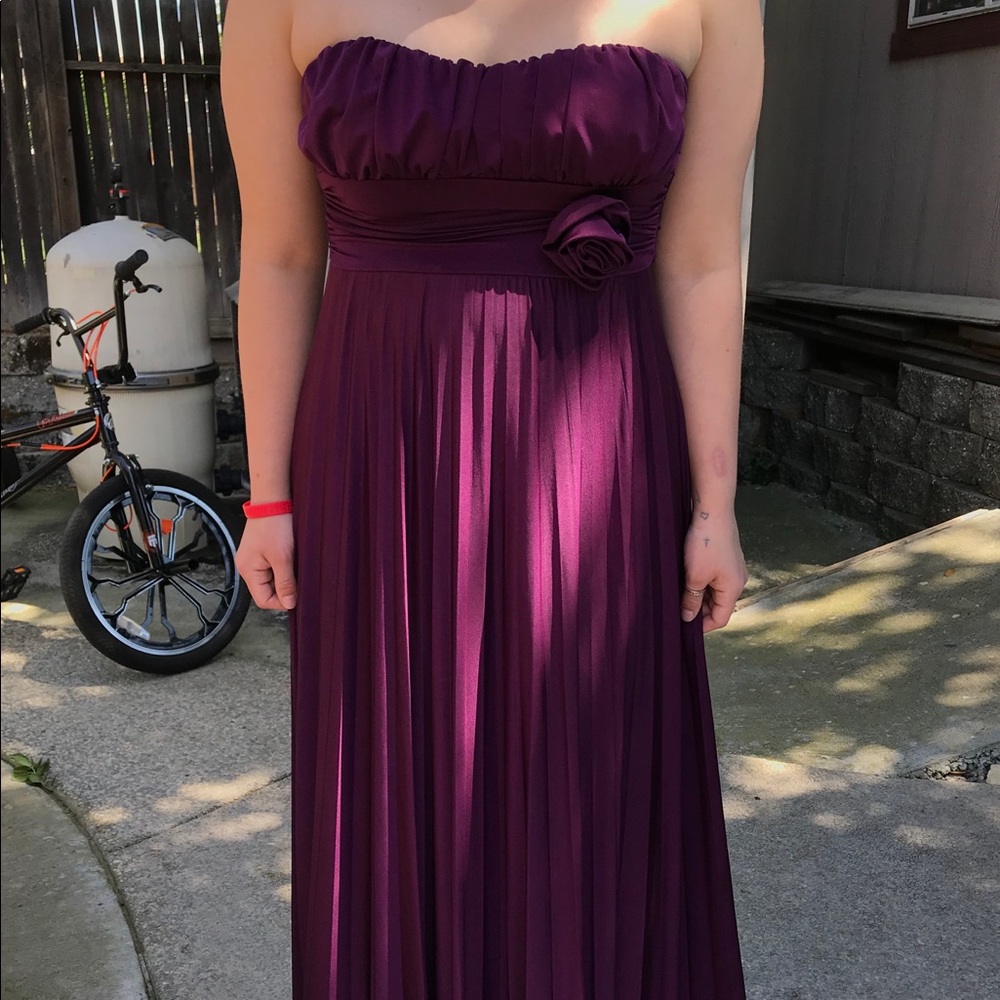 Purple long strapless dress